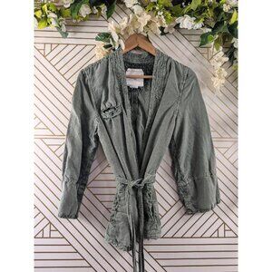 Anthropologie HEI HEI Women's Linen Blend Jacket Moss Green Size Small